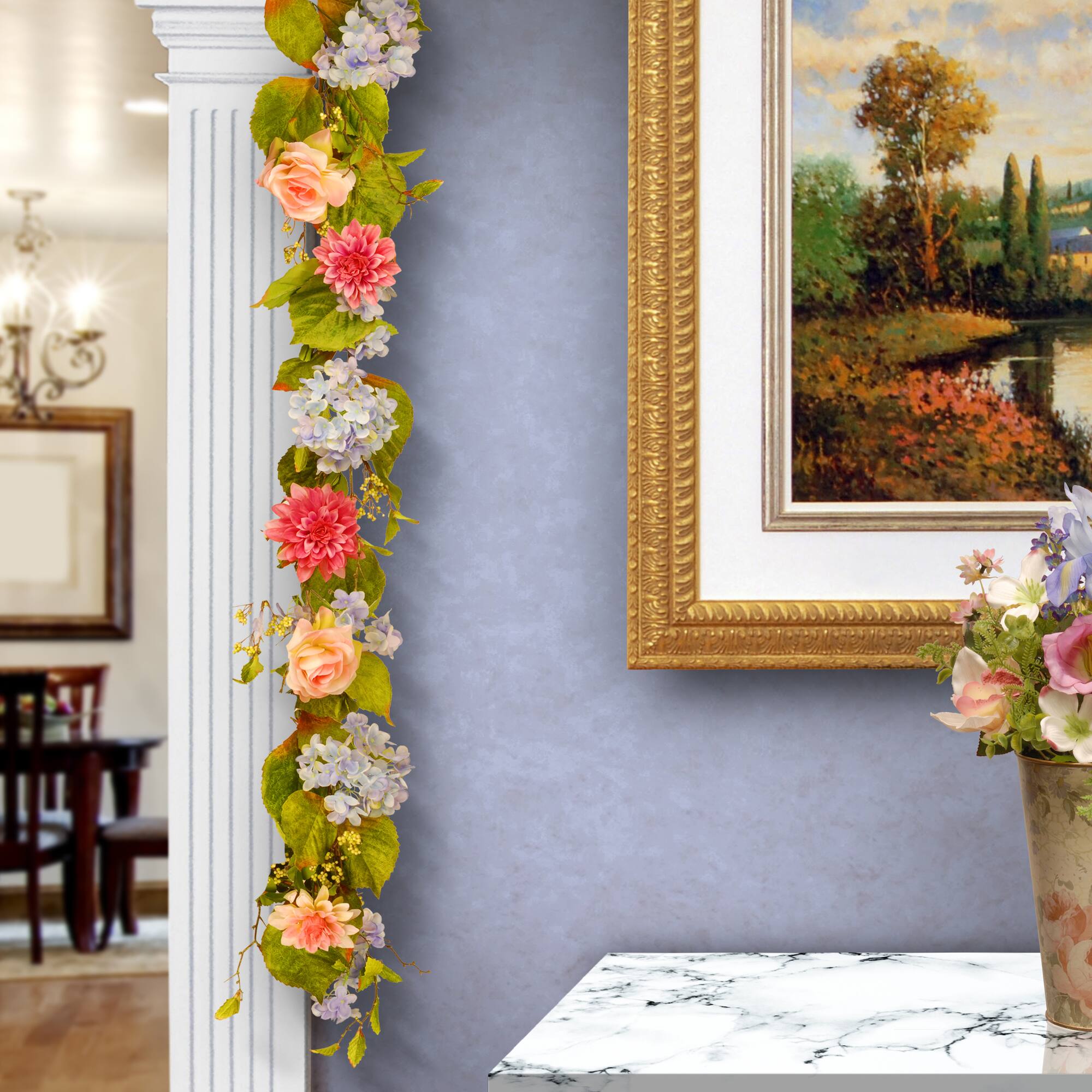 70" Hydrangea, Rose & Dahlia Garland